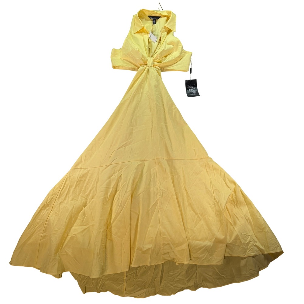 White House Black Market Cut Out Midi Dress‎ Women's 8P Butter Yellow NWT $180